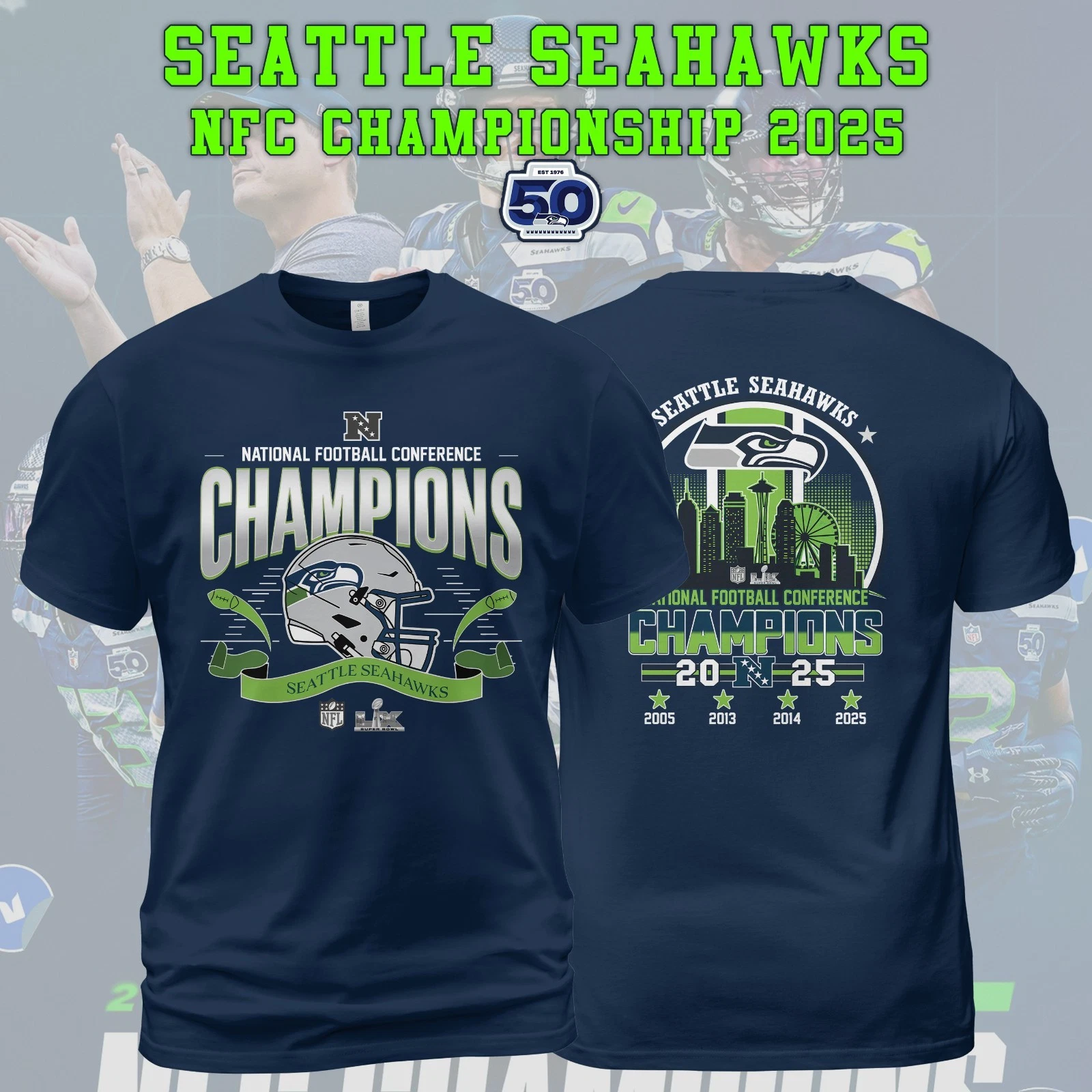 Seattle Seahawks 2025 NFC Championship 50th Anniversary Shirt