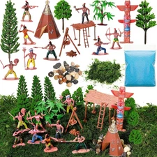 32 Pcs Native American Indians Figures Toys Set, Action Figure Diorama... 