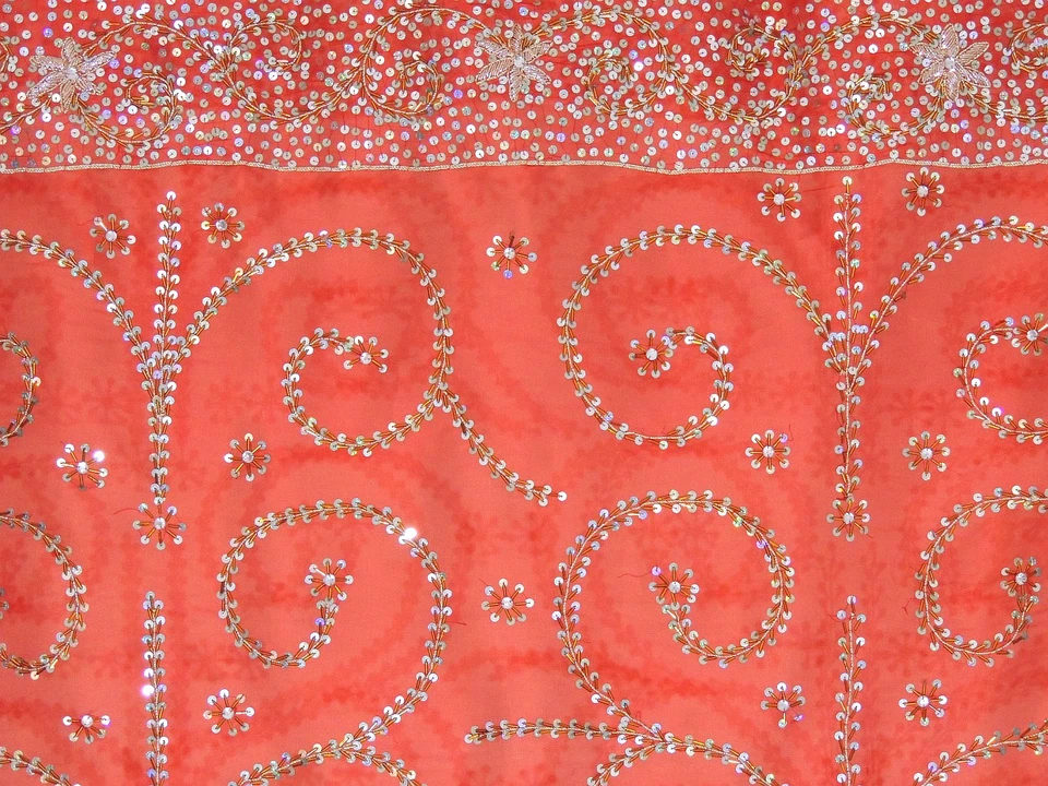 Panel Cortina Granate - Zardozi Bordado Cuentas India Tratamientos Ventana 92" Foto 3 de 4