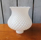 Vintage Milk Glass Lampshade Hobnail Tulip Shape Scalloped Rim 1 1/2 in Fitter