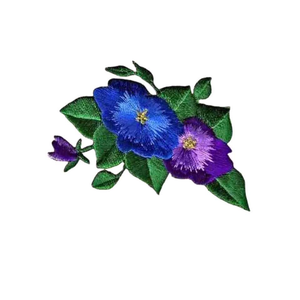 Blue & Purple Pansies (2-Pack) Iron On Floral Patch - Image 2 of 4