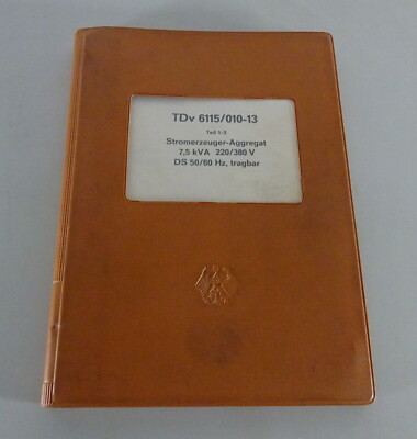 Operating Instructions / TDv AvK Generator Unit 7.5 kVA 220/380 V Model 1969