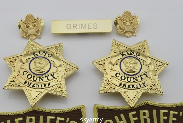 The Walking Dead King County Sheriff Badges &patches &name
