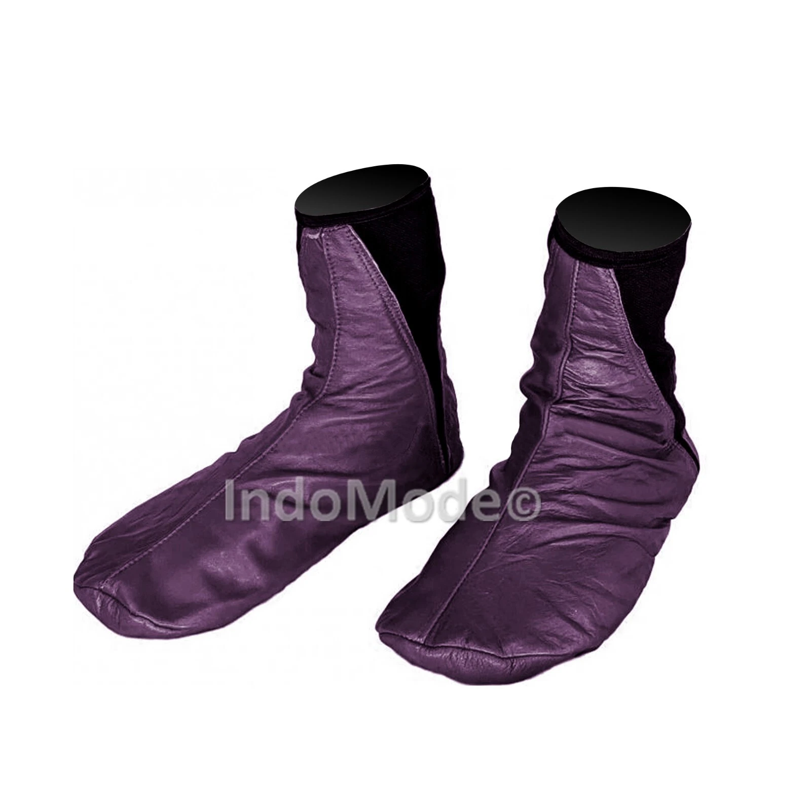 Plum Purple Halal Original Leather Khuff Socks - Soft Slip-On Zipper Men Women