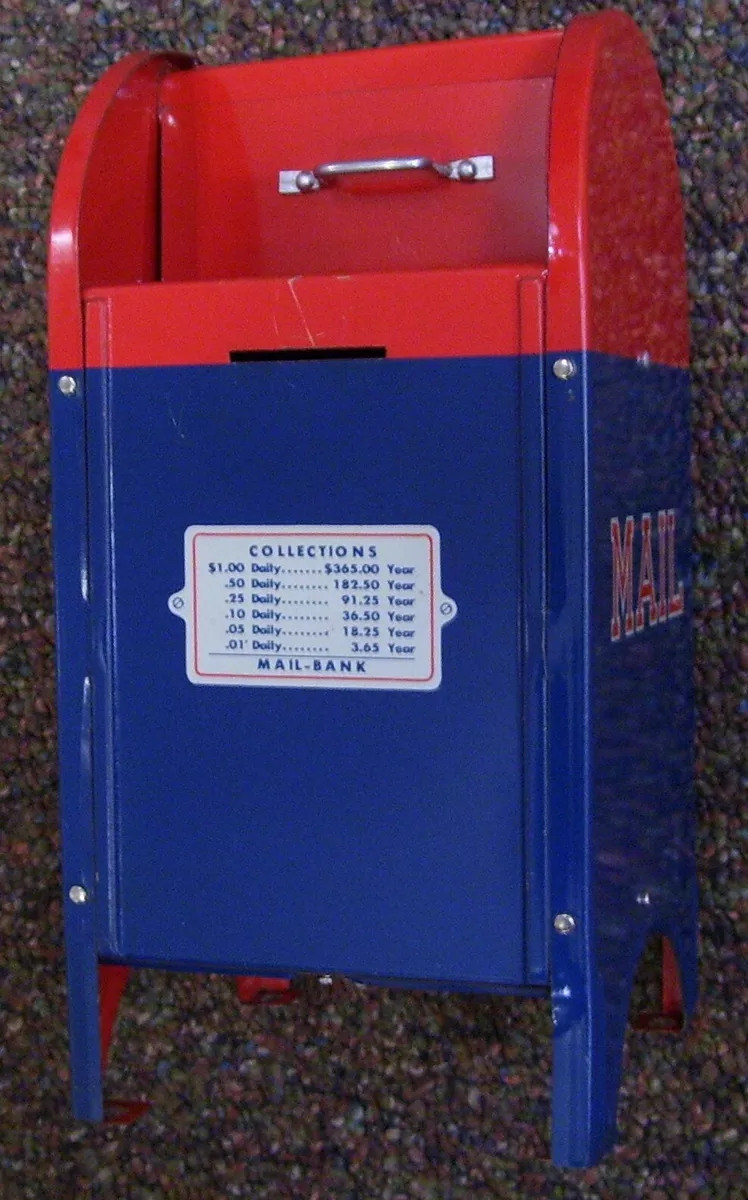 vintage metal mail box bank Superior Toy Manufacturing Co. 9