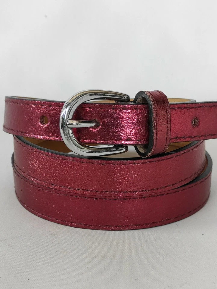 cintura donna VERA PELLE italy sottile shine lucida 1,8cm cinta argento oro - Immagine 4 di 4