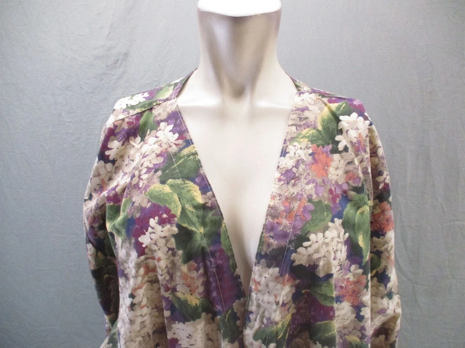 LANDAU Size 3X Womens Multicolor Floral Pocket Long Sleeve Button Up Scrub 057 - Image 2 of 4