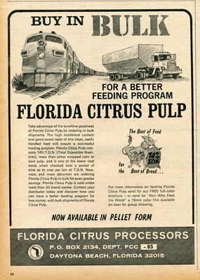 1971 Print Ad of Florida Citrus Processors Cattle Cow Feed Pulp buy in bulk