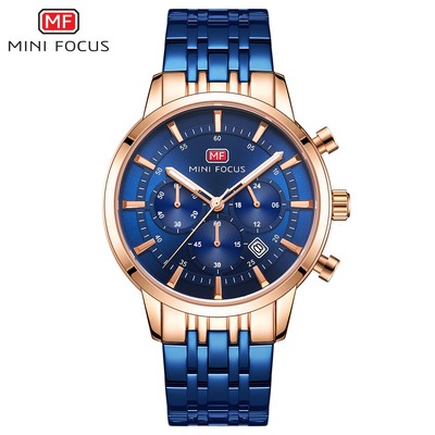 MINI FOCUS Multifunction Chronograph Waterproof Luminous Calendar Quartz Watch