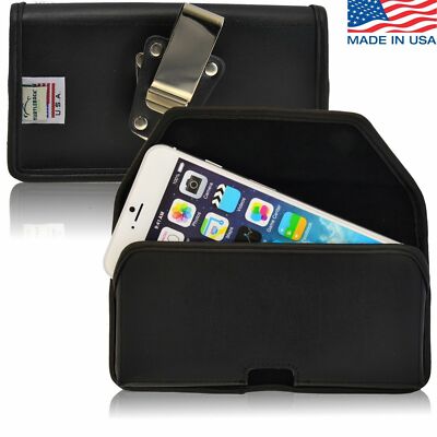 Turtleback Apple iPhone 6 4.7 Black Leather Pouch Holster Case Metal Belt Clip