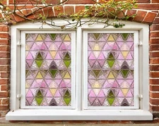 3D Pink Glass O474 Window Film Print Sticker Cling Stained Glass UV Block Am