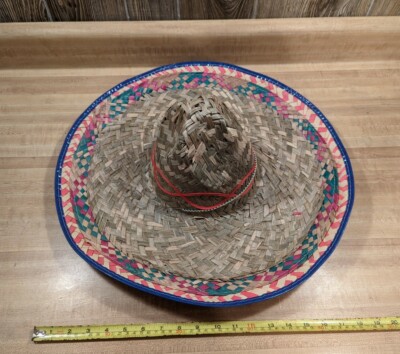 Authentic Hand Made Mexican Sombrero Hat w Drawstring Made in Mexico 18