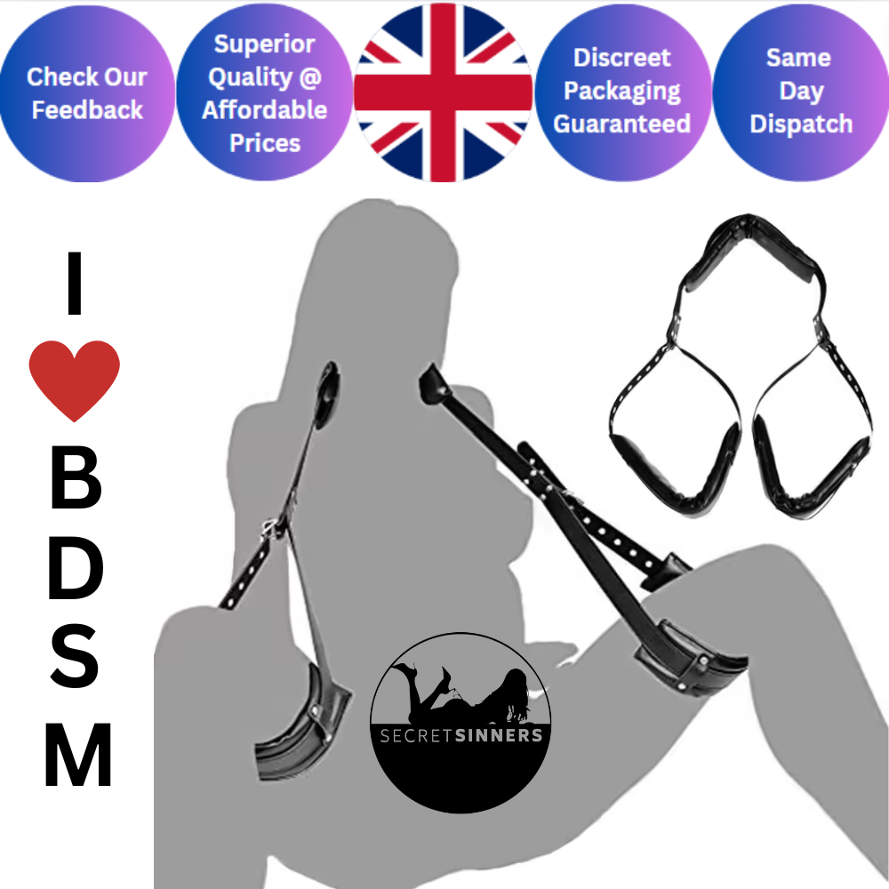 Bed Bondage Set Neck Cuffs Spreader Restraint Strap Open Leg Slave SM