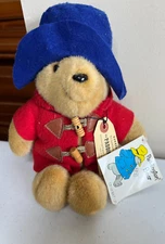 Paddington Bear Plush Wood Toggles Navy Blue Hat Red Coat Vintage Eden Toys Tags
