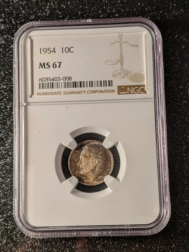 1954 10C SILVER ROOSEVELT DIME NGC MS-67