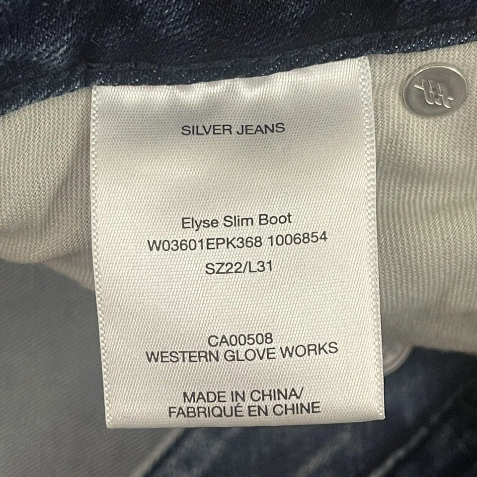 Silver Jeans Co Elyse Slim Boot Jeans Women’s 22W 31L Indio Blue Stretch Denim - Image 3 of 4