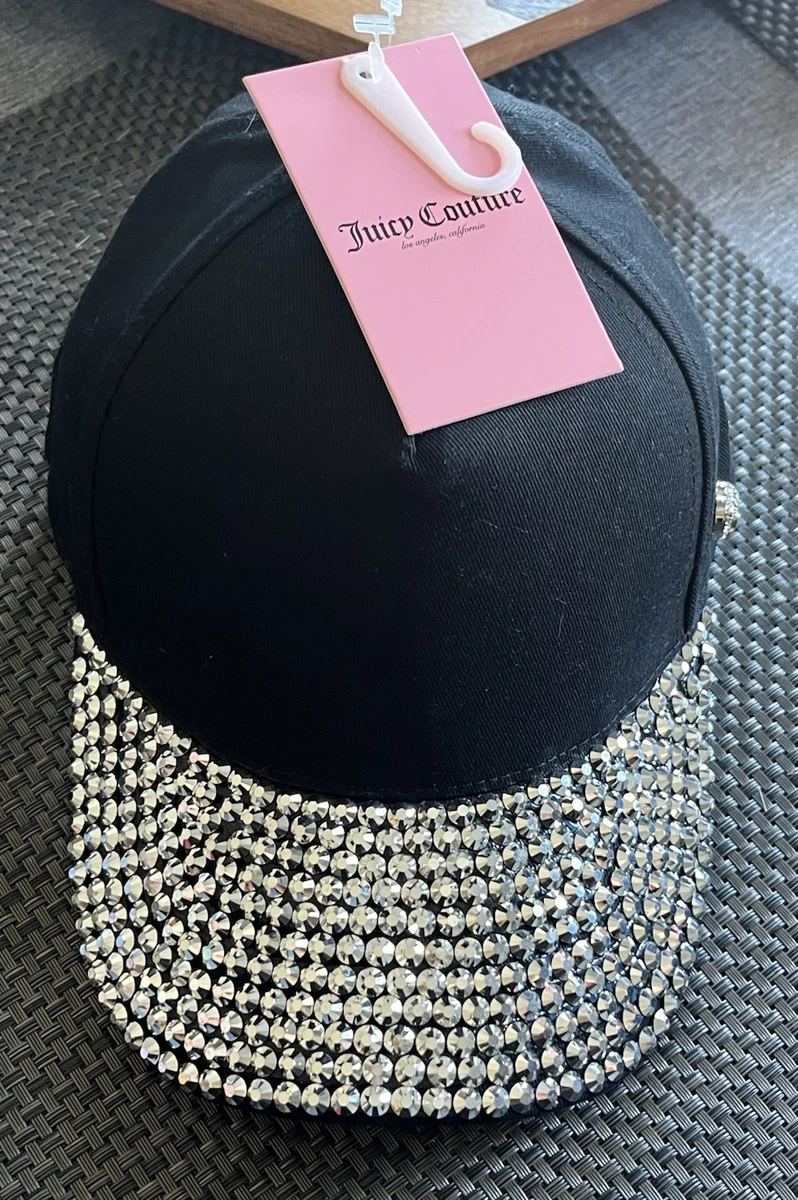 Juicy Couture Black Satin Baseball Cap with Rhinestone Embellishments s-l400.jpg main image 4