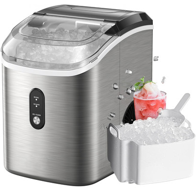 Countertop Nugget Ice Maker - 33 Lbs Chewable Ice Daily, Self-Cleaning, Stainles