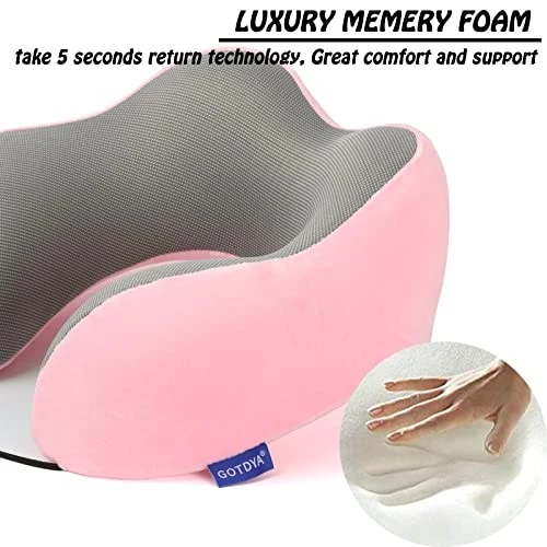 Soft Pink Memory Foam Travel Neck Pillow for Comfortable Sleep Soft Pink Memory Foam Travel Neck Pillow for Comfortable Sleep