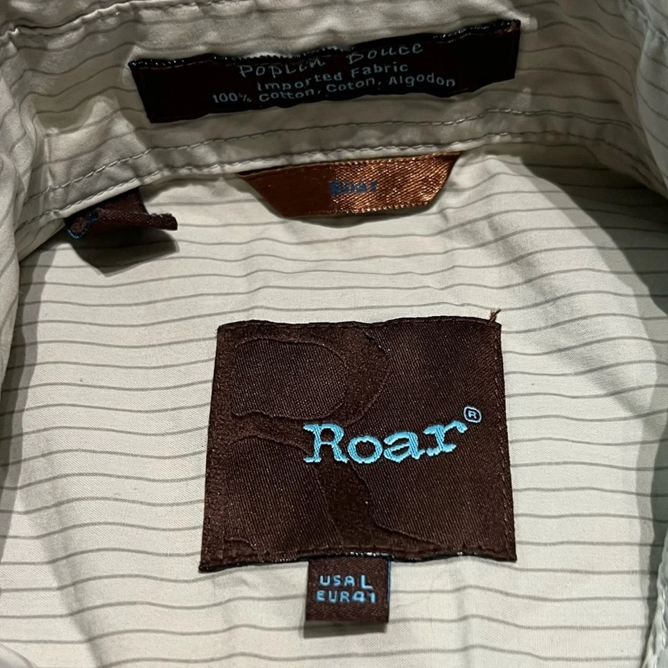 Camisa Polo Roar Poplin Douce Para Hombre Con Botones Manga Larga Gráfica Talla Grande Foto 4 de 4