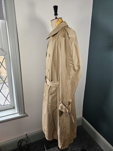 Vintage Trench Coat Men's 44 Long Beige Classic Military Made In USA Belted XL - Picture 11 of 18