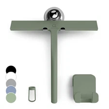 Shower Squeegee for Glass Doors - 9 Inch Silicone Window Cleaner - Green