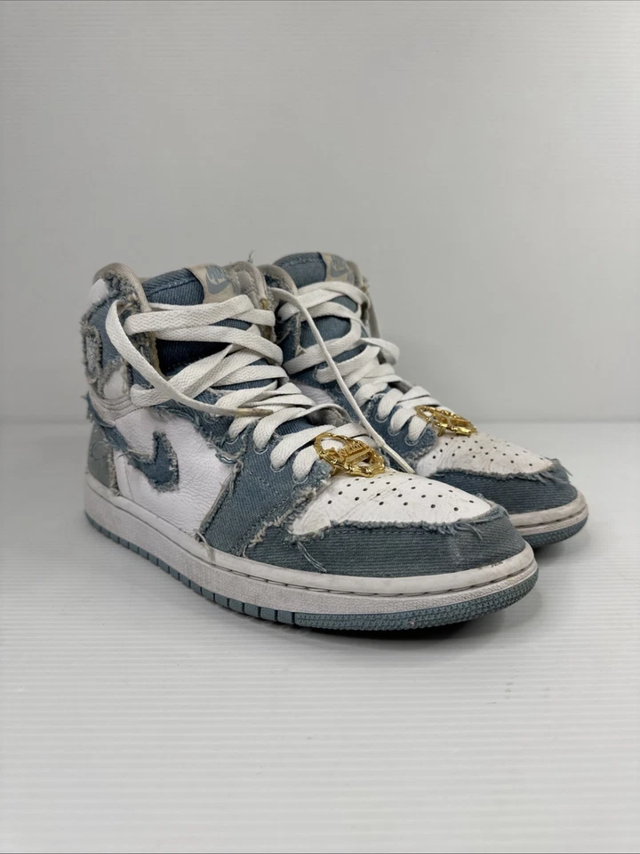 Nike Air Jordan 1 Retro High Denim Sneakers Taglia 7 - Suole mancanti - Immagine 2 di 4