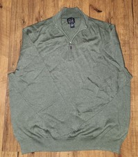 New Jos A Bank Men's Green Quarter Zip Pullover Big  Tall Size 2XB Pima Cotton