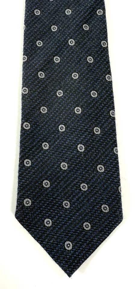 Ermenegildo Zegna Tie Striped Dots Textured Woven Wool Silk Made In Italy - Image 4 of 4
