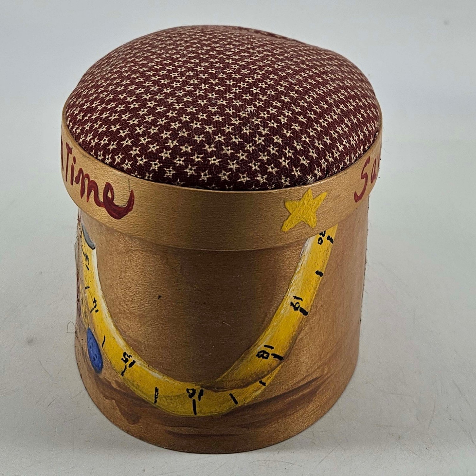 Vintage Woven hand painted mouse Sewing Basket Box A stitch in time saves nine