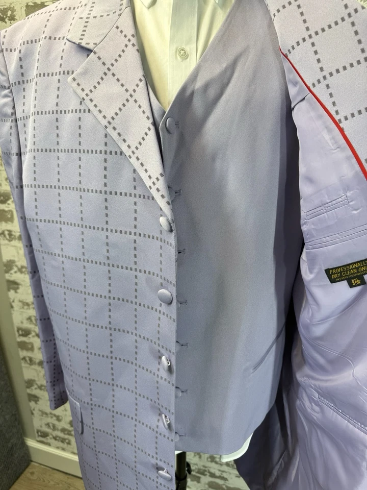 Gianni Vironi Superior Men's 52Long W45 Suit Purple Jacket and Vest Pants New - Image 2 of 4