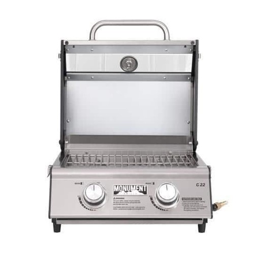 Monument Grills Portable Tabletop Propane Gas Grill Stainless W/ Clearview Lid - Picture 7 of 12