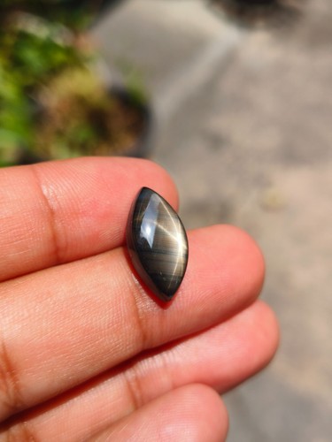 ATTRACTIVE 9.16 Cts RARE NO HEAT BLACK STAR SAPPHIRE OF MARQUISE SHAPE 6 RAYS ☀️ - Picture 3 of 8