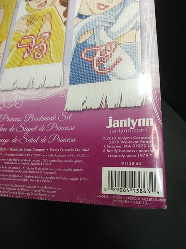 Janlynn Disney Princess Bookmark Set 1138-63 Counted Cross Stitch Kit NIP 2010 - Picture 2 of 5