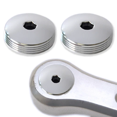Pair x2 of Polished Aluminium Crank Arm Dust Caps Chain Set Covers
