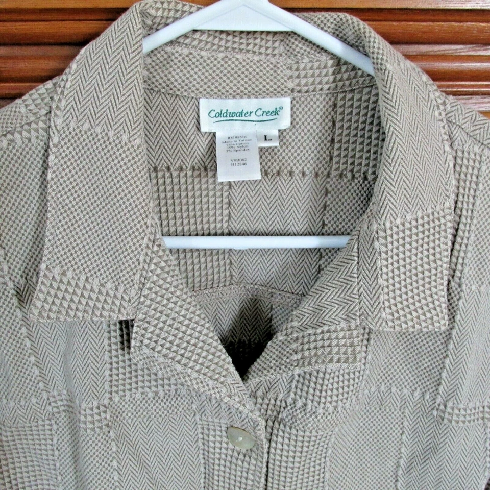 Chaqueta Blazer Coldwater Creek Botón Frontal Mujer Grande Beige Tostado Cuello Abrigo Foto 2 de 4