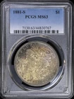 1881-S $1 Morgan Silver Dollar PCGS MS 63 | Color Toning Uncirculated UNC