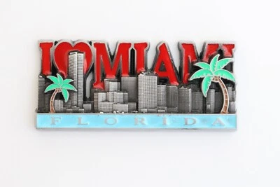 DESIGNO 3D -MIAMI - USA - Souvenir Fridge Magnet Kitchen Decor Holiday Gift -Metal