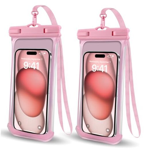 2PCS Waterproof Phone Pouch- [3D Soft Edges Design ], Waterproof Pink & Pink