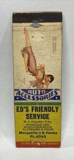 St Louis, MO Ed's Friendly Service Mobil Gas Station Pinup Girlie Matchbook