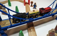 Wooden Toy Train Magnet Railroad Maxim Enterprise Huge 44 Piece Blue Bridge Nice