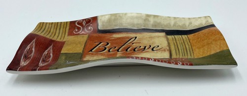 Cypress Home “Believe” Ceramic Rectangle Plate/Dish Earth-Tone Home Decor 8.75” - Picture 2 of 16