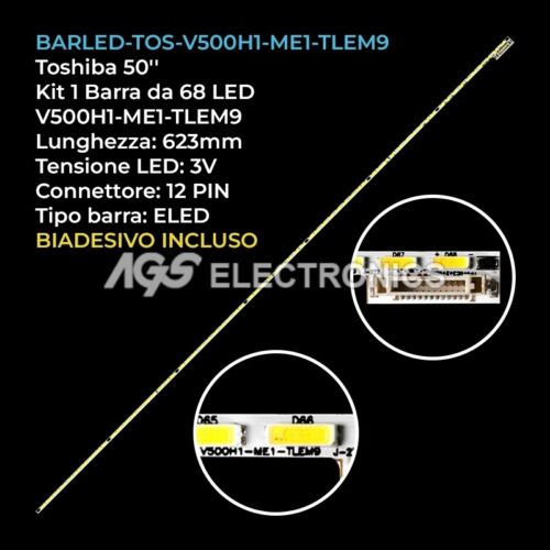 BARRA 68 LED STRIP LED TV TOSHIBA V500H1-ME1-TLEM9 50DU6000 - Imagen 1 de 1