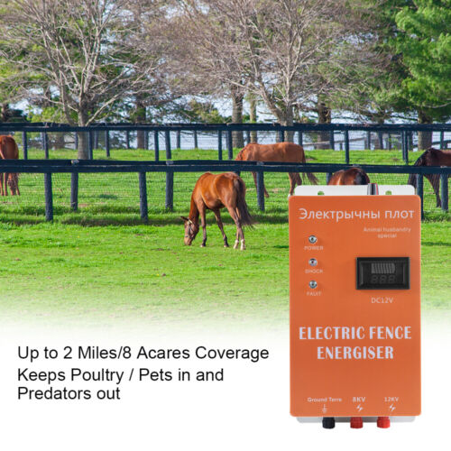 Electric Fence Animal Energizer Charger 12KV Voltage Pulse Controller Insulators - Picture 1 of 6