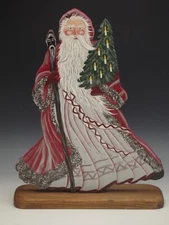 FOLK ART ALANE 1990 OLD WORLD SANTA BELSNICKLE WOOD BOARD HAND PAINTED LG 14.5"