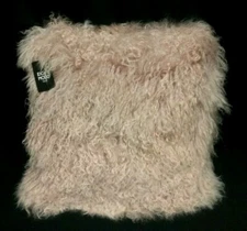 100% Mongolian sweden Fur Pink Shag  Sofa Bed Chair Throw Pillow 15x15 w insert