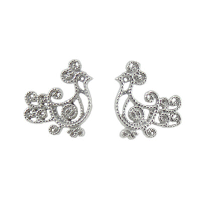 Boucles D'Oreilles Pendentif Vanneau En Filigrane D'Argent - Longueur 8 Cm - Femme - Neuf Avec Étiquettes