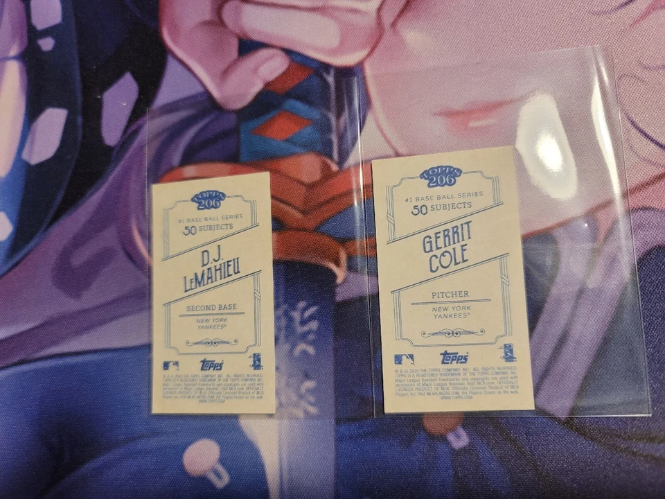 Lot 2 2020 Topps 206 Online Mini NY Yankees Card Gerrit Cole DJ LeMahieu SP RARE - Image 4 of 4