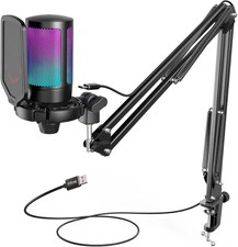 Fifine Usb Gaming Mic Set For Pc Ps5, Computer Condenser Microphone With Rgb, Qu
