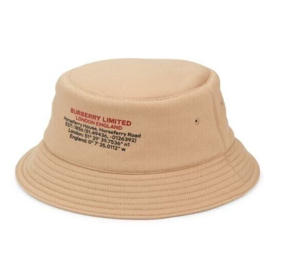 $530 Burberry men's Logo Soft Cotton Bucket Hat - Small / S - Soft Fawn Tan